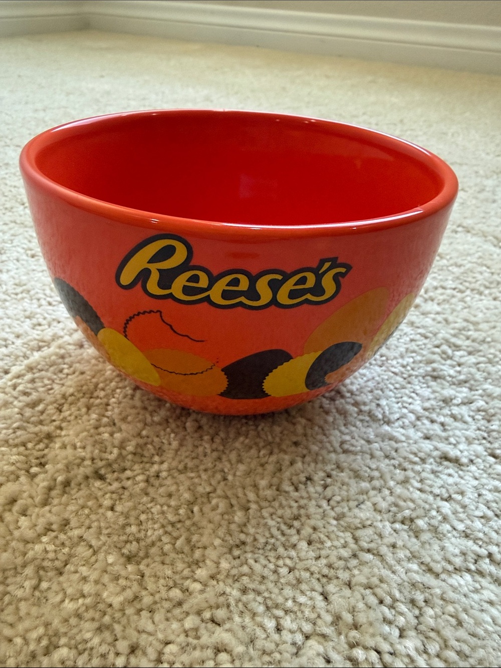 Reese's Orange Ceramic Serving Bowl with Candy Motif